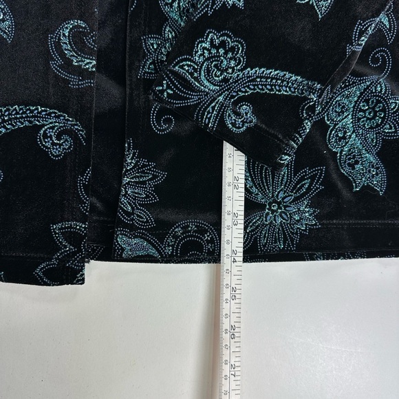 NWOT Notations Glitter Paisley Print Jacket & Shell MEDIUM Black Blue Velvet - Picture 8 of 8